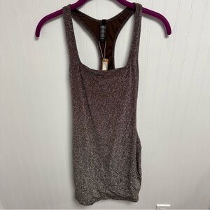 Skims Glitter Metallic Swim Dress Small Cocoa